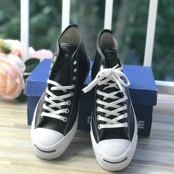 Converse Rare JP Signature HI Black Leather W AUTH - Picture 4 of 8